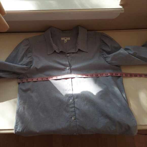 Bp Blue Puff Sleeve Button Up Shirt Career Work Business Stretch Cotton Sz Large - Picture 7 of 10